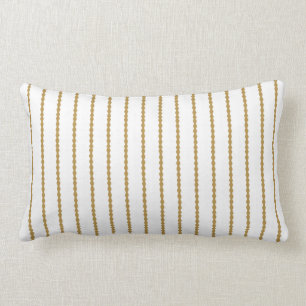Almofada Lombar Listras Scalloped modernas, ouro elegante e branco