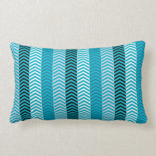 Almofada Lombar Listras Variegated modernas de Chevron do azul de