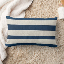 Almofada Lombar Listras Verticais Azul Marinho e Creme Seamless