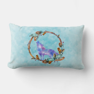 Almofada Lombar Lobo de Aquarelas em Pé de Estilo Boho