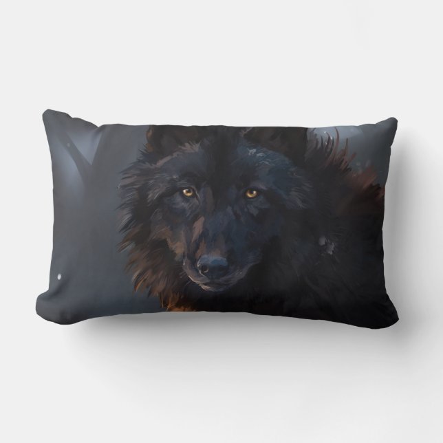 Almofada Lombar Lobo negro (Frente)