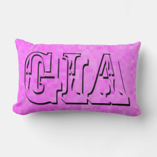 Almofada Lombar Logotipo Gia, Nome das Meninas Rosa,
