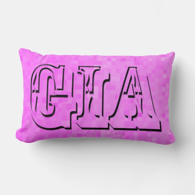 Almofada Lombar Logotipo Gia, Nome das Meninas Rosa, (Frente)