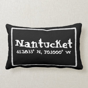 Almofada Lombar Longitude e latitude de Nantucket Massachusetts