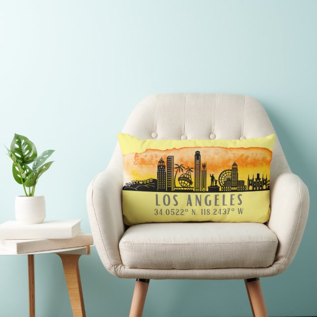 Almofada Lombar Los Angeles Skyline Latitude e Longitude (Cadeira)