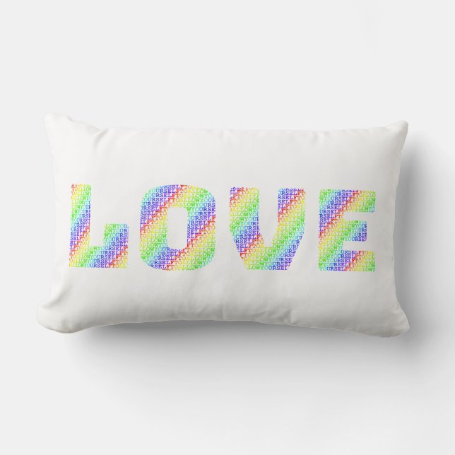 Almofada Lombar LOVE & HEAL: Dual-Sided Rainbow Affirmation Throw  (Frente)