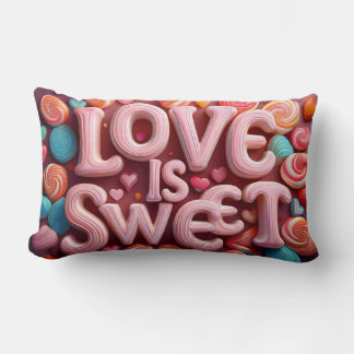Almofada Lombar Love Is Sweet Valentine Wedding Typography