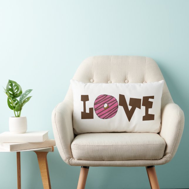 Almofada Lombar LOVE Morango Rosa Rosquinha Rosa Penholado (Cadeira)