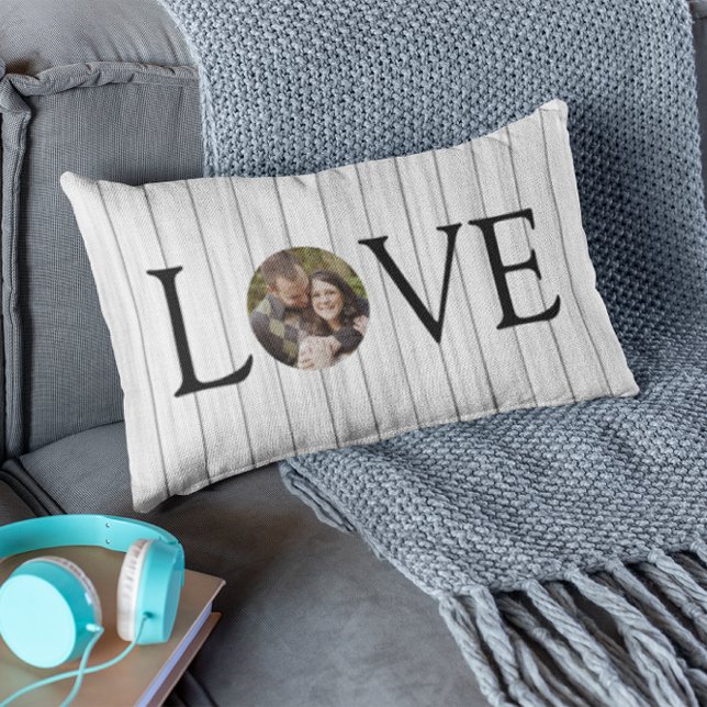 Almofada Lombar Love Rustic Photo Wood (Criador carregado)