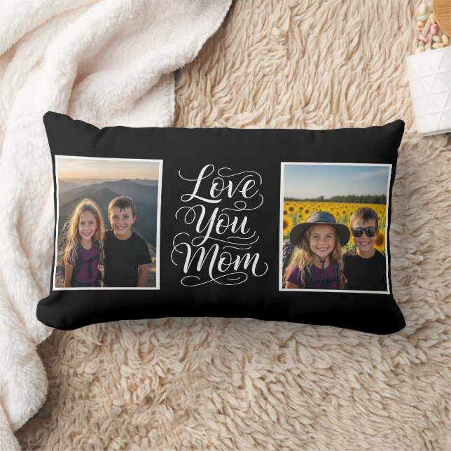 Almofada Lombar Love You Mom 2 Photo Modern Keepsake black white (Cobertor)
