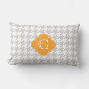 Almofada Lombar Lt Gray Wht Houndstooth Melão Monograma Etiqueta