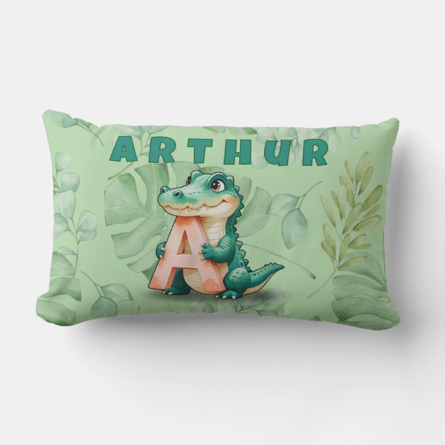 Almofada Lombar Lumbar Pillow – Jungle Alligator – Custom Name (Frente)