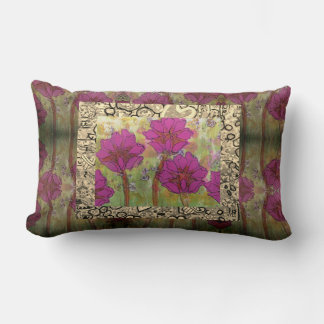 Almofada Lombar Lumbar Pillow - Three Pink Flowers