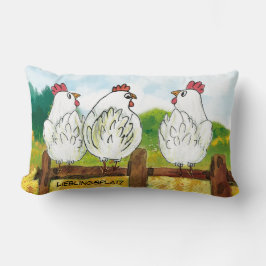 Almofada Lombar Lustige weiße Hühner - handgemalt | Kissen