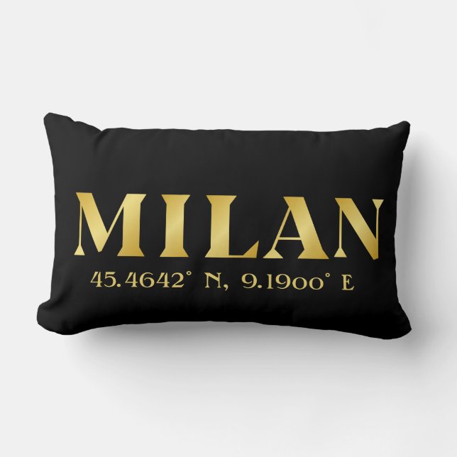 Almofada Lombar Lux Dourado Milan Latitude & Longitude Black (Frente)