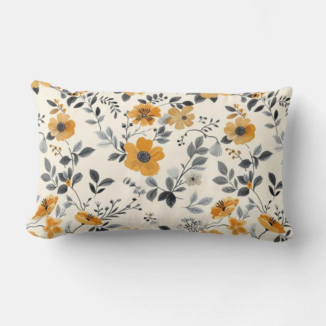 Almofada Lombar Luxo Floral Artístico" (Frente)