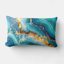 Almofada Lombar Luxury Blue & Gold Marble Kintsugi Prayer Pillow