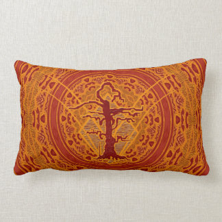 Almofada Lombar Luz - árvore Withered velha abstrata da laranja