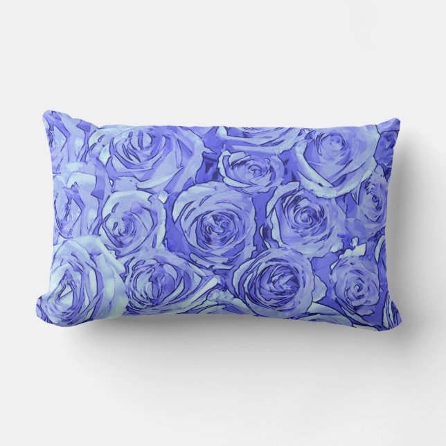 Almofada Lombar Luz - rosas azuis (Frente)