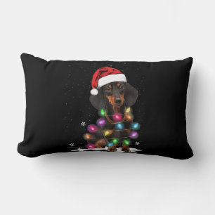 Almofada Lombar Luzes De Natal Dachshund Com Neve