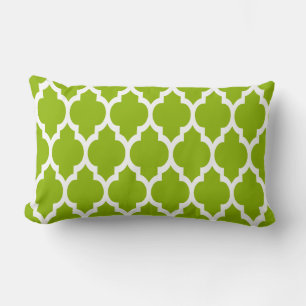 Almofada Lombar Maçã Verde Branco Padrão Quatrefoil Marroquino #4