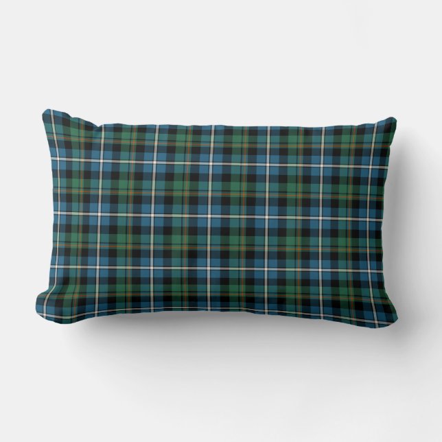 Almofada Lombar MacRae Clan Green e Blue Hunting Tartan (Frente)