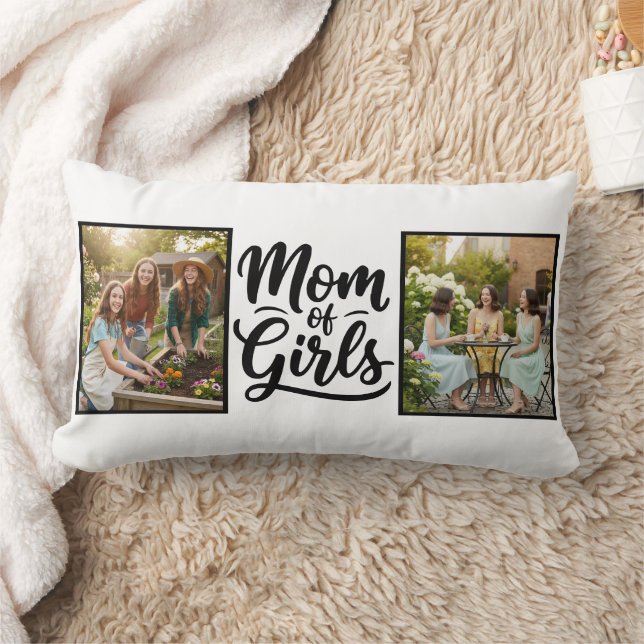 Almofada Lombar Mãe de Meninas Dupla Foto com Pincelada (Cobertor)
