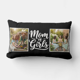 Almofada Lombar Mãe de Meninas Script Pincel Dupla Foto Preto Bran