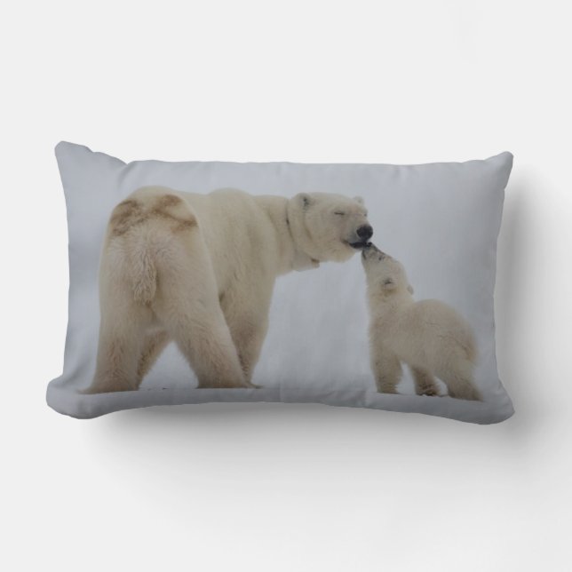 Almofada Lombar Mãe do urso polar com Cub (Frente)