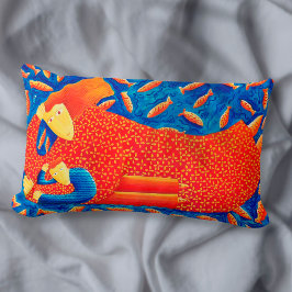 Almofada Lombar Mãe e Filho com Peixe Dourado Pintura de Arte Mode
