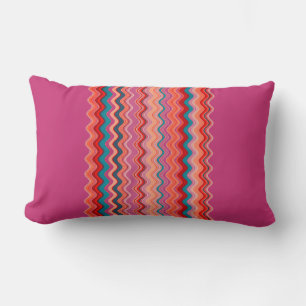 Almofada Lombar Magenta Coral Salmão Laranja Azul Zigzag