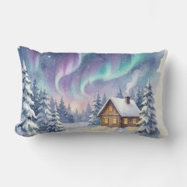 Almofada Lombar Magical Winter Wonderland - Snowy Forest Cabin wit