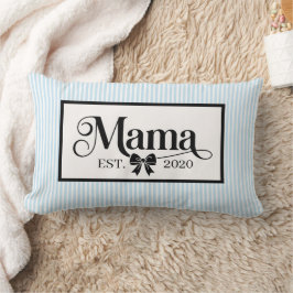 Almofada Lombar Mamãe Minimalista Azul Listrado Chic Personalizado