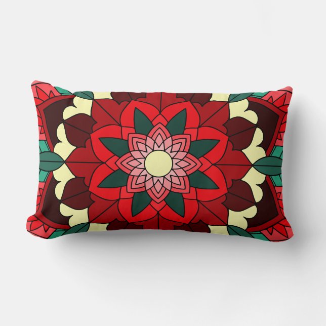 Almofada Lombar Mandala Pattern 02 in red Lumbar Cushion (Frente)