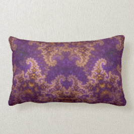 Almofada Lombar Mandelbrot Abstrato de Arte Fractal Roxo e Dourado