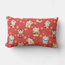 Almofada Lombar Maneki Neko Lucky Cats Throw Pillow