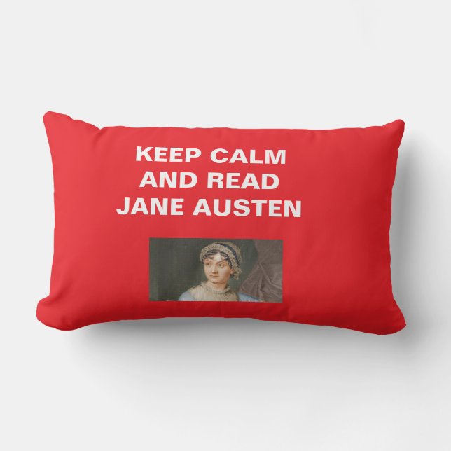 Almofada Lombar Mantenha a Calma, Leia Jane Austen (Frente)