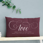 Almofada Lombar Manutenção de Letras de Música Personalizada com C<br><div class="desc">Amor, estilo DIY! O nosso travesseiro de caligrafia, uma manutenção personalizada para casais. Crie sua própria história de amor acolhedora. 💑 #DIYLove #CoupleTargCustom DIY Script Calliografia Com Casal de Amor travesseiro, perfeito para recém-casados personalizar com nomes e data ou Dia de os namorados com sua letra de música ou lugar...</div>