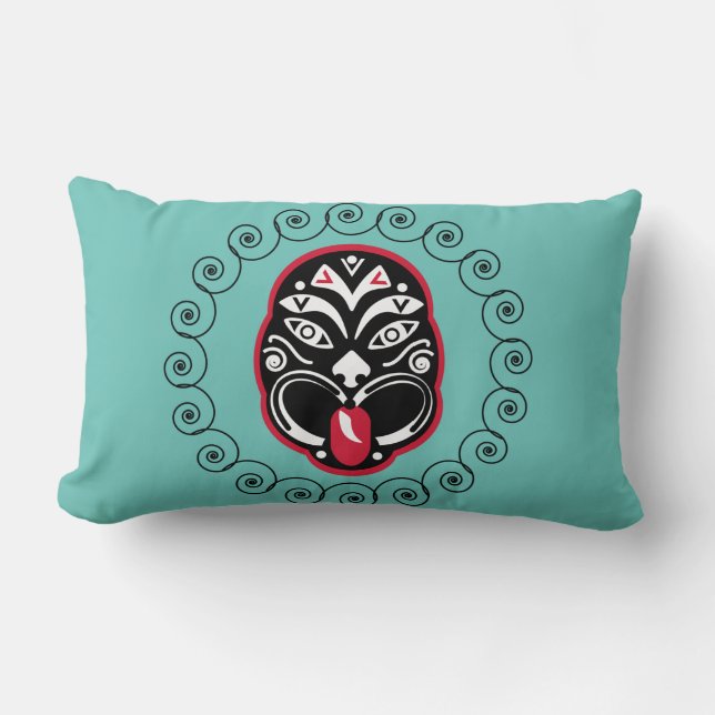 Almofada Lombar Maori Haka | Nova Zelândia | Arte Nativa | Decor (Frente)
