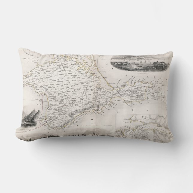 Almofada Lombar MAPA: CRIMEIA, c1855 (Frente)
