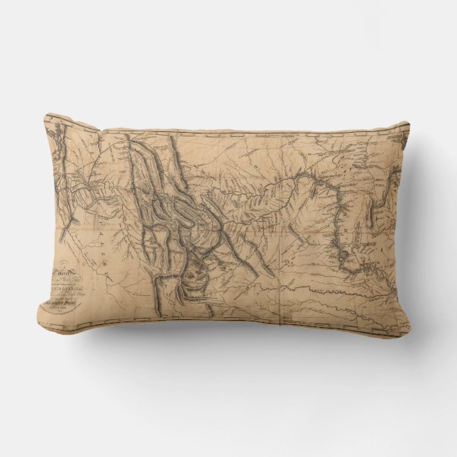 Almofada Lombar Mapa de Lewis & de Clark através de América (Frente)