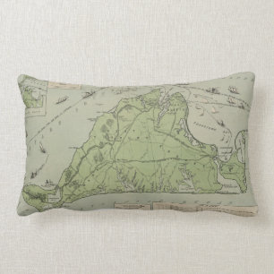 Almofada Lombar Mapa do vintage de Marthas Vinhedo (1913)