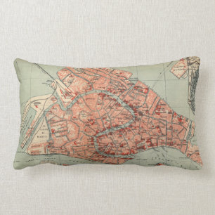 Almofada Lombar Mapa do vintage de Veneza Italia (1920)