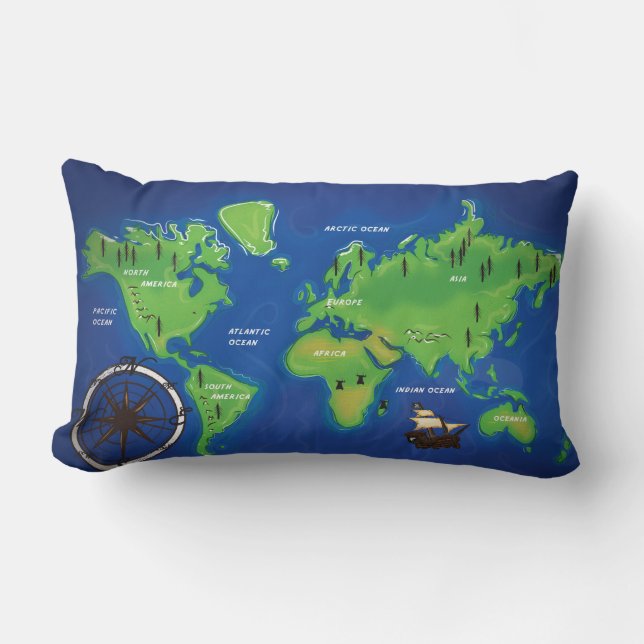 Almofada Lombar Mapa Mundial (Frente)