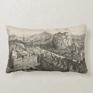 Almofada Lombar Mapa pictórico do vintage de Edimburgo Scotland