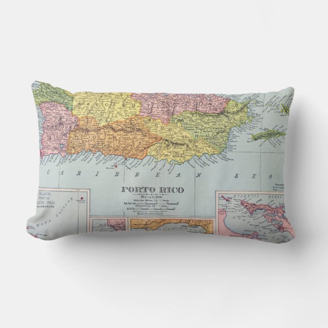 ALMOFADA LOMBAR MAPA: PUERTO RICO, 1900 (Frente)