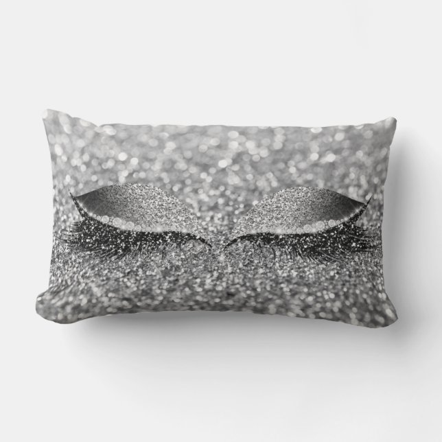 Almofada Lombar Maquiagem Monocromática Da Lash Da Cinza De Prata (Frente)