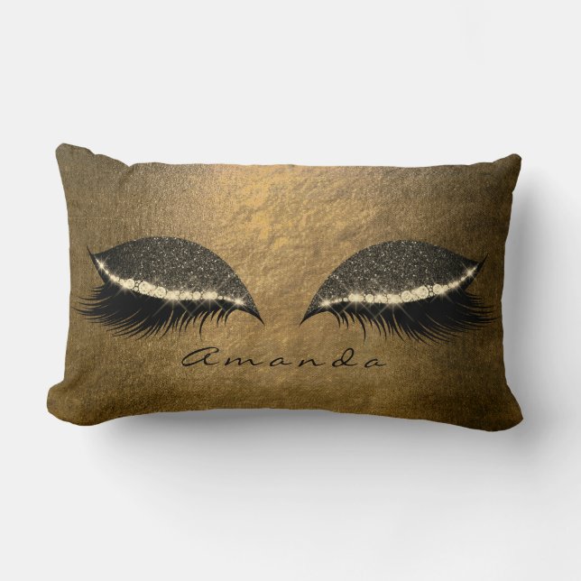 Almofada Lombar Maquiagem Personalizada Dourada de Foxier Amarelo  (Frente)