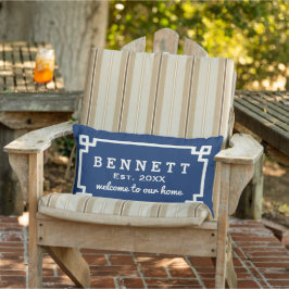 Almofada Lombar Marinho Azul Chave Grega Personalizada Monograma B