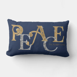 Almofada Lombar Marinho de Natal Moderno - Nome do Prata Azul Dour